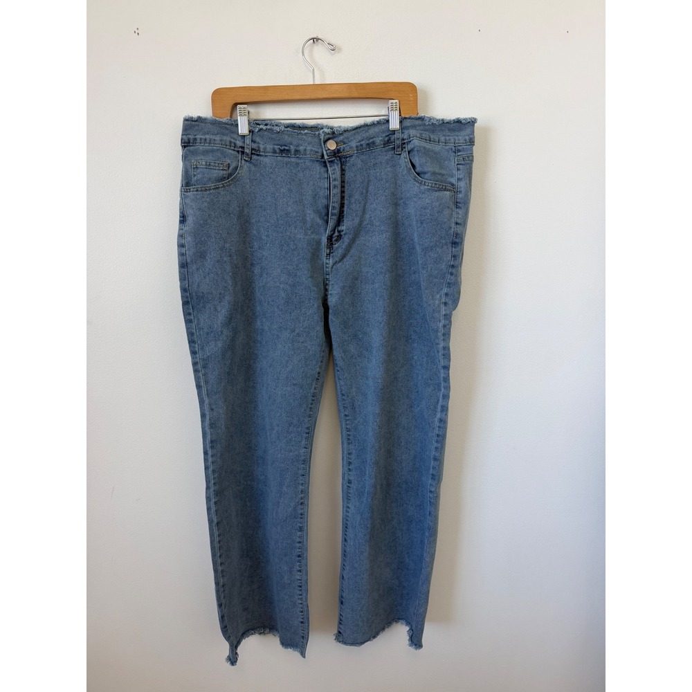 NWT Cuyulitcik Wide Leg Frayed Waist & Ankle Jeans – Blue – Size 3XL (18)